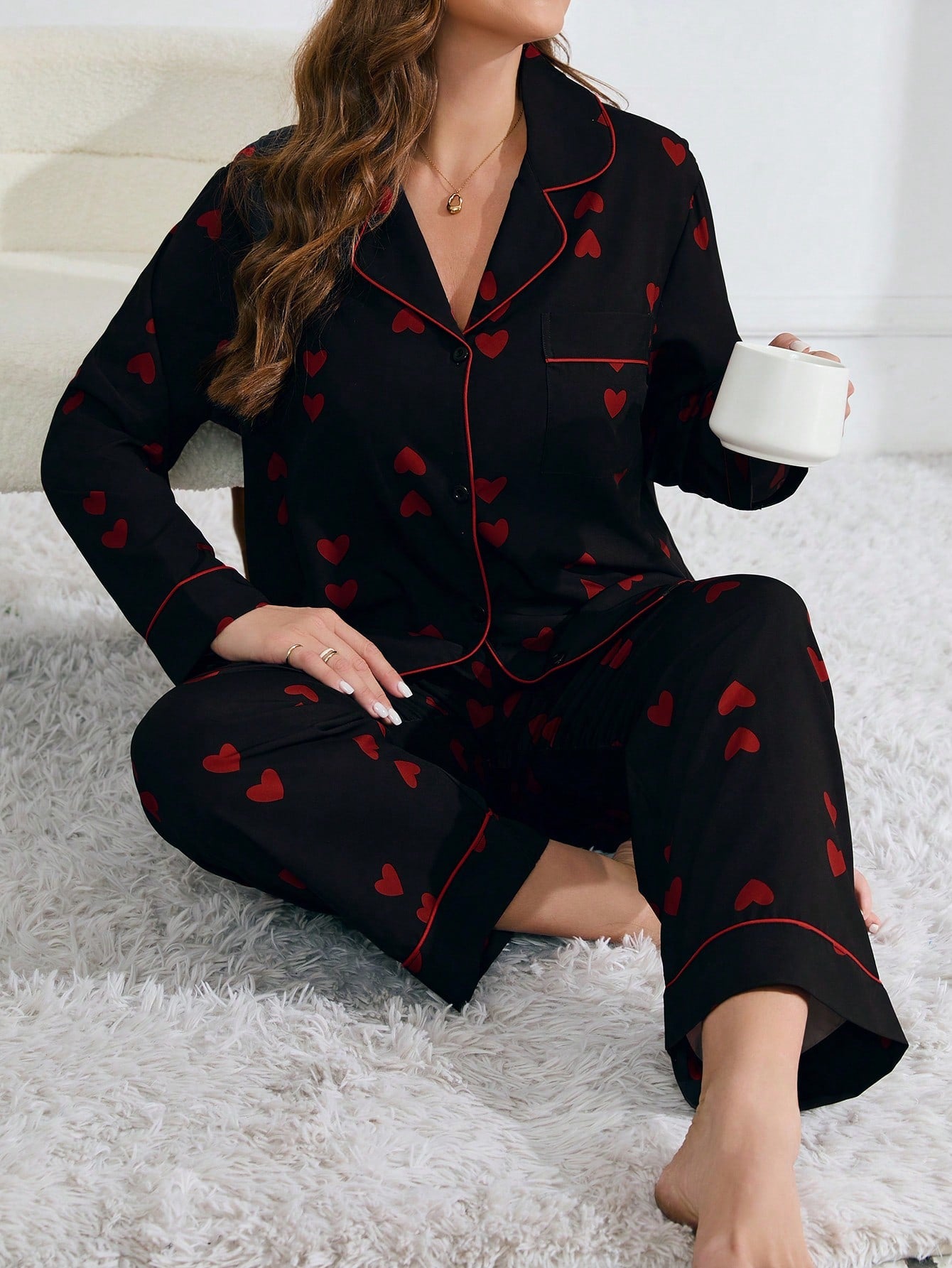 Pyjama Noir coeur référence 346 – vue principale