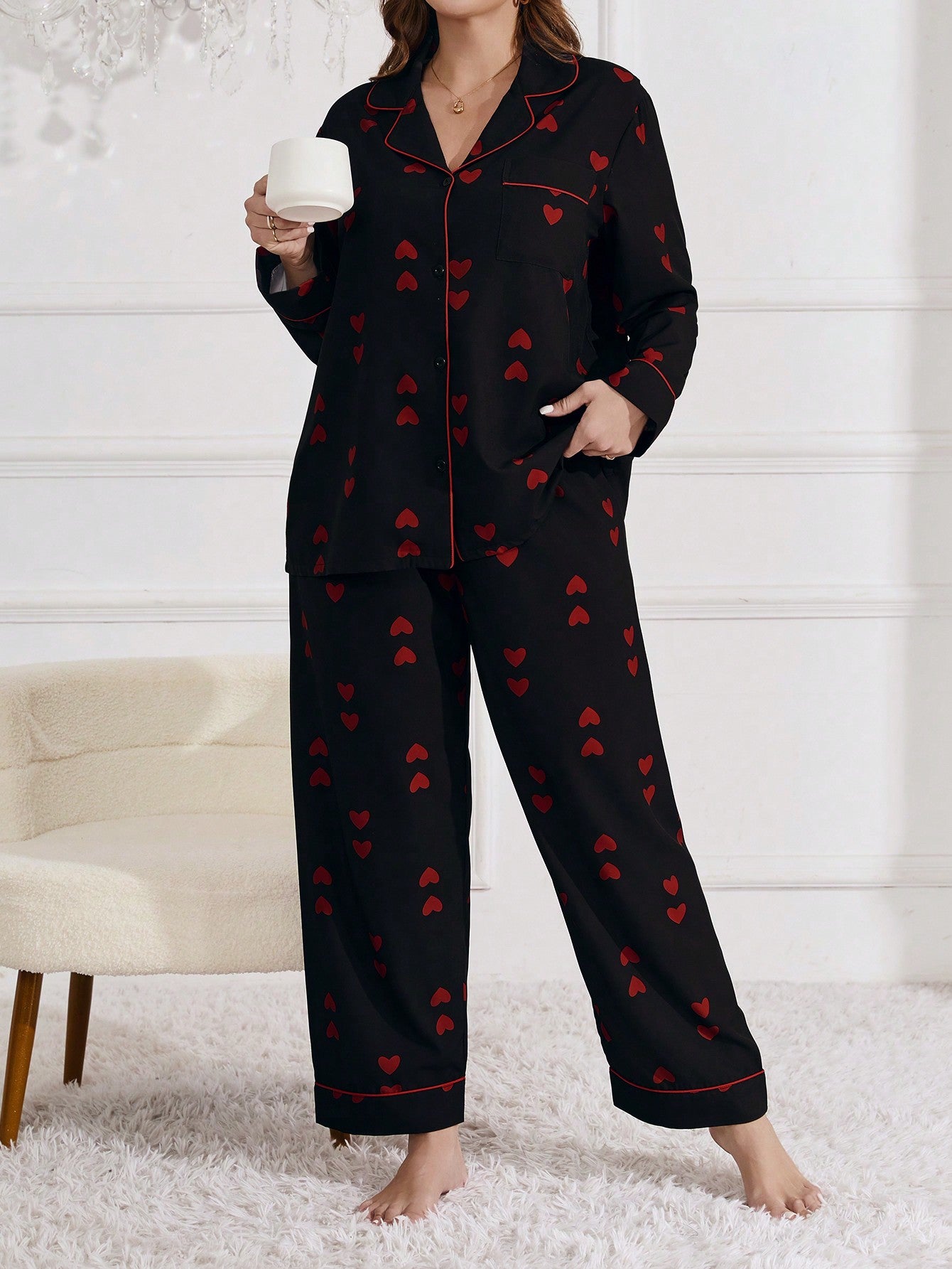 Pyjama Noir coeur référence 346 – vue 3