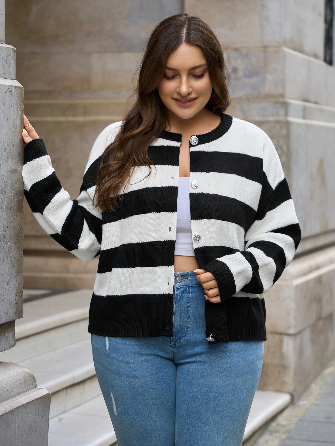 Cardigan rayure noir blanc référence 290 – vue principale