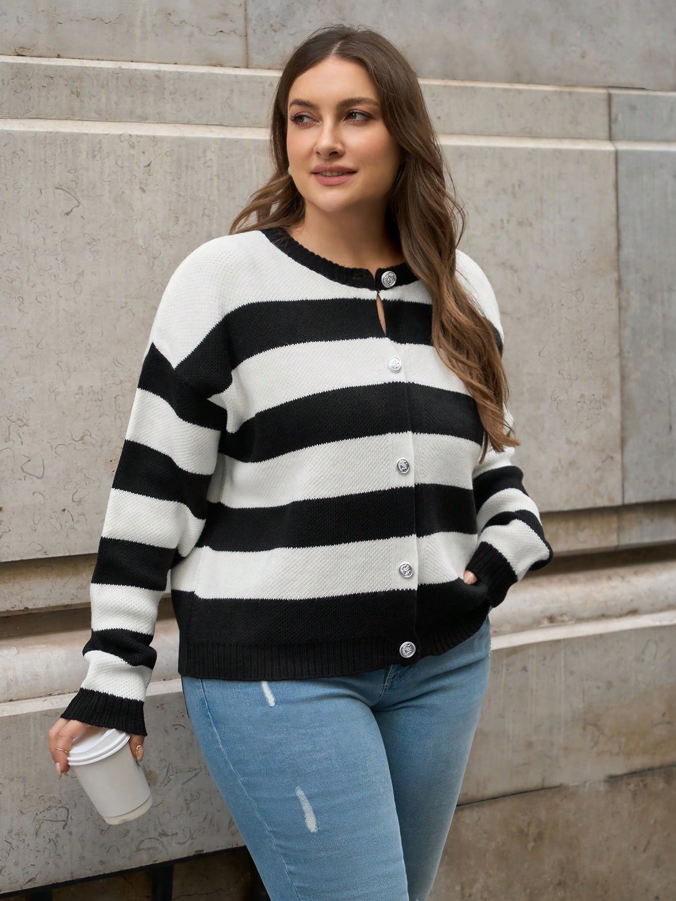 Cardigan rayure noir blanc référence 290 – vue 3