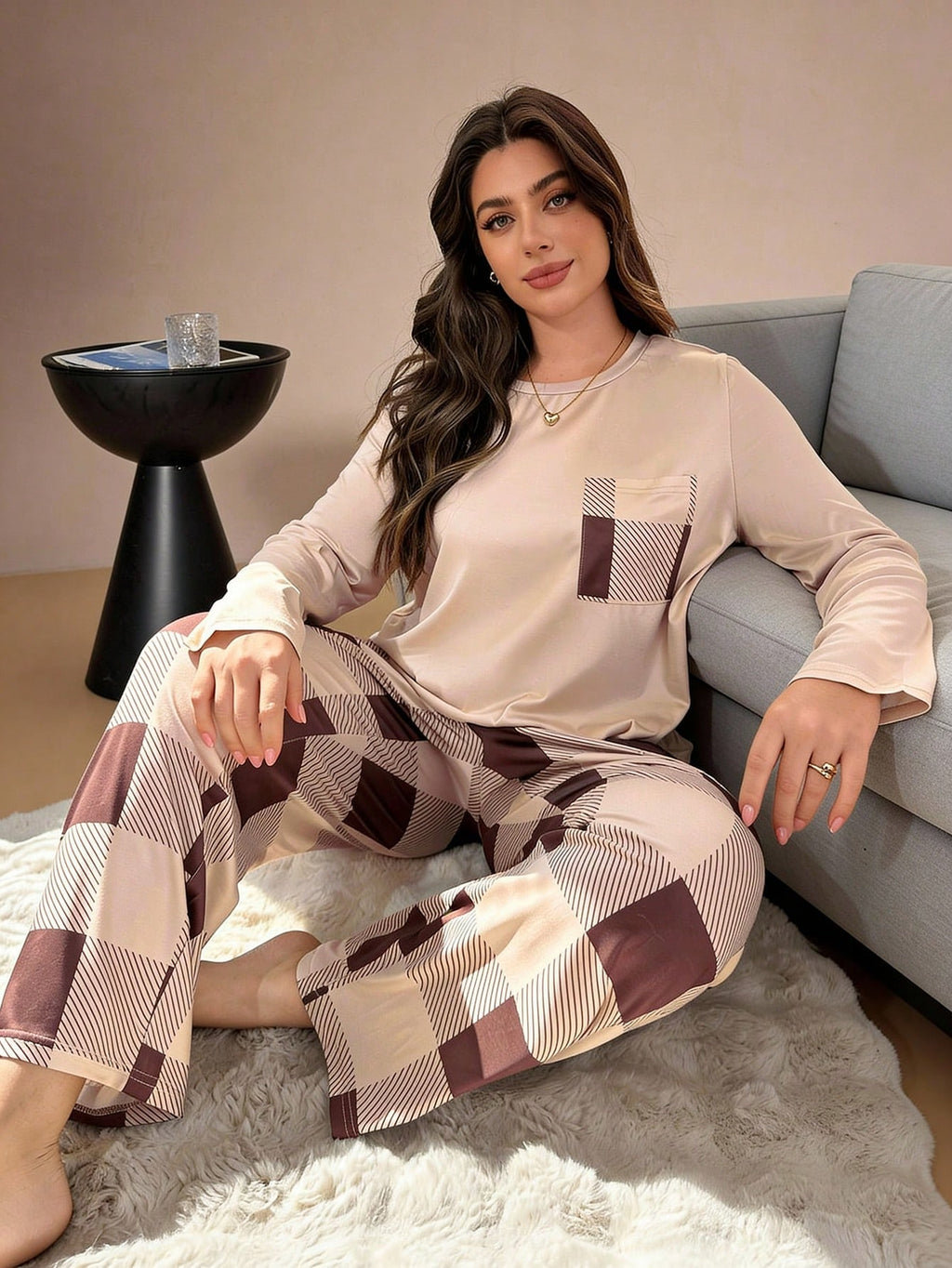 Pyjama Beige a carreaux référence 990 – vue 2