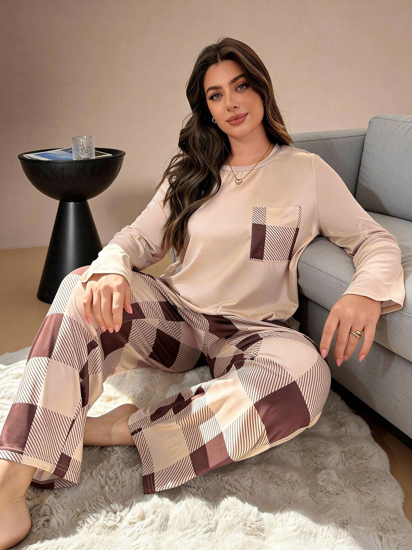 Pyjama Beige a carreaux référence 990 – vue 2