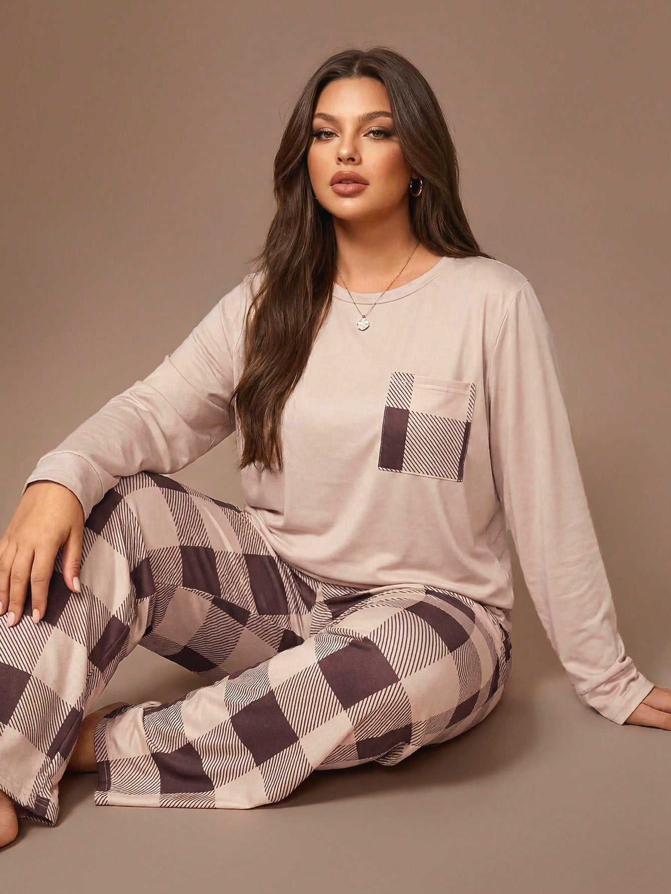 Pyjama Beige a carreaux référence 990 – vue principale