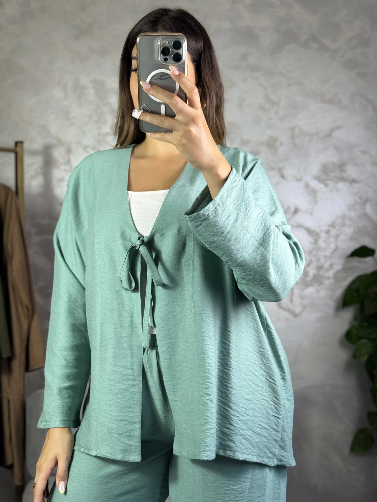 ✨ إنسومبل زوج قطع للنساء – فيستة كيمونو 🧥 و بنطلون واسع 👖 جميع المقاسات
