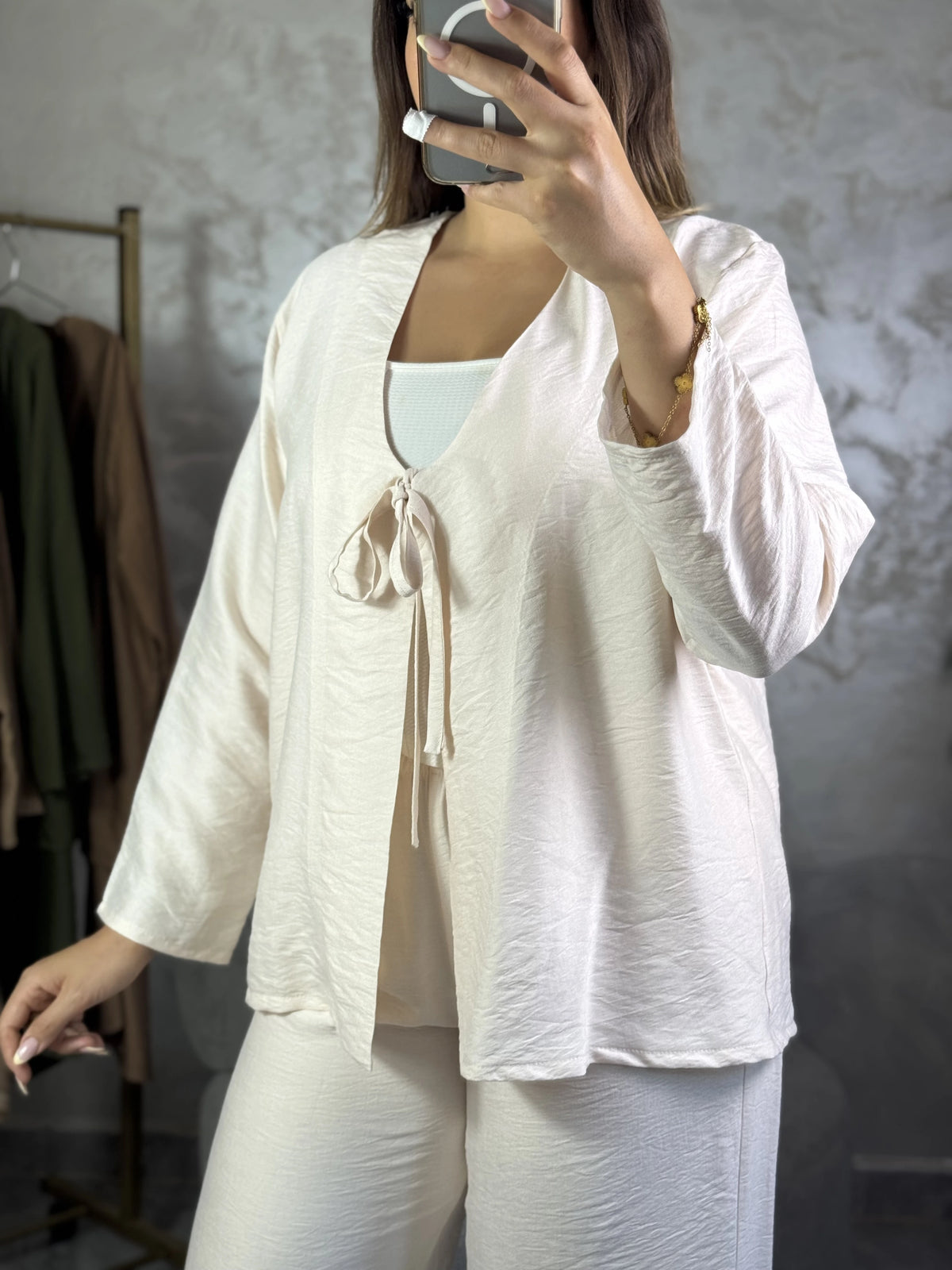 ✨ إنسومبل زوج قطع للنساء – فيستة كيمونو 🧥 و بنطلون واسع 👖 جميع المقاسات