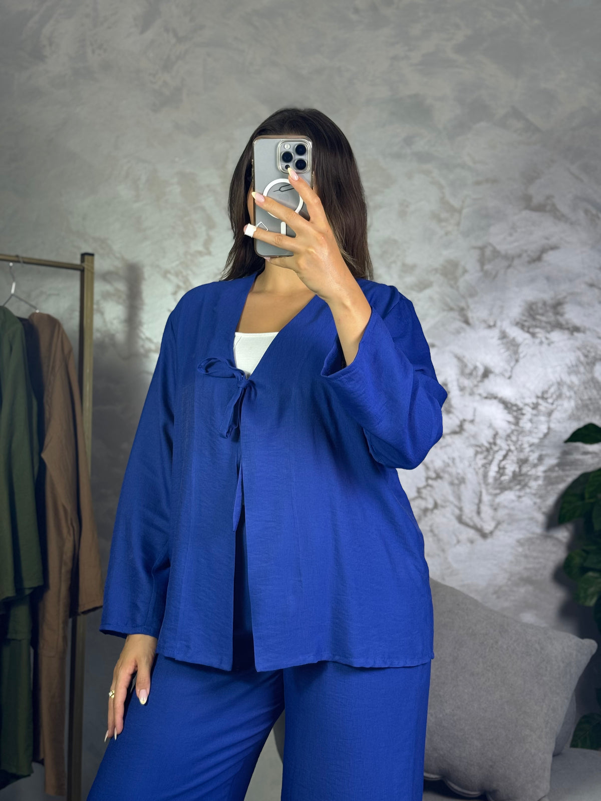 ✨ إنسومبل زوج قطع للنساء – فيستة كيمونو 🧥 و بنطلون واسع 👖 جميع المقاسات