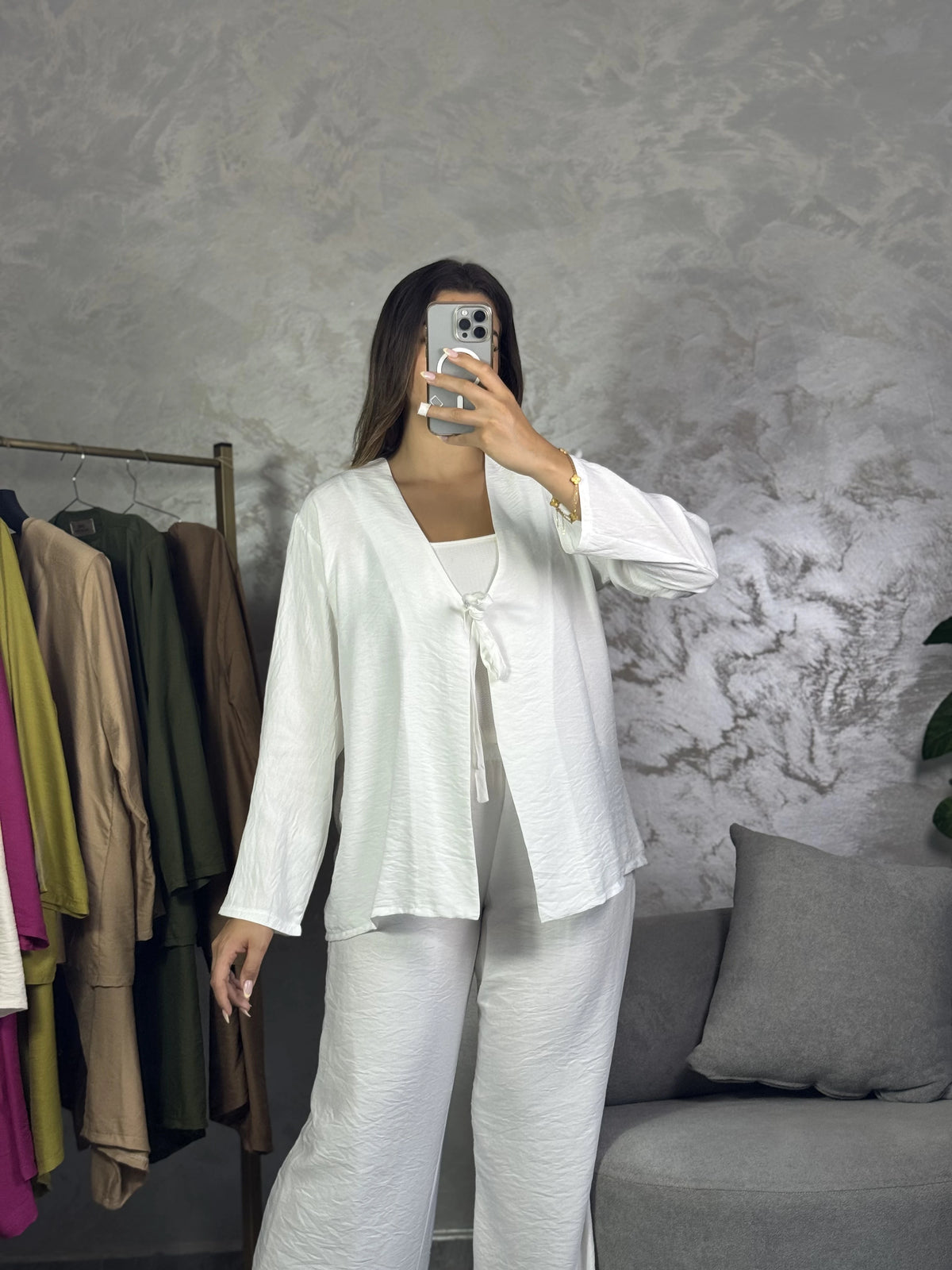 ✨ إنسومبل زوج قطع للنساء – فيستة كيمونو 🧥 و بنطلون واسع 👖 جميع المقاسات